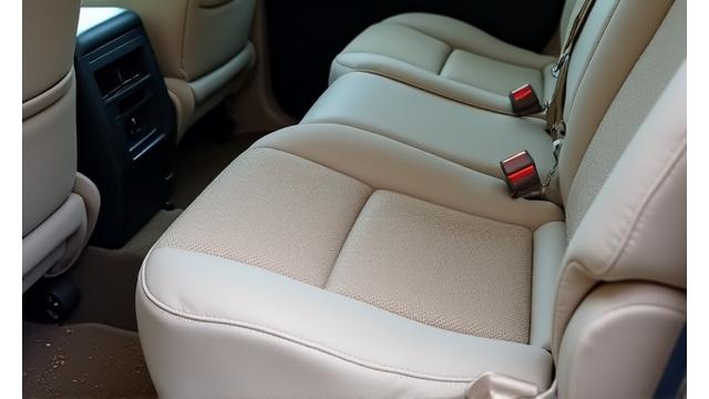 Family SUV with pet hair and food stains in interior before cleaning