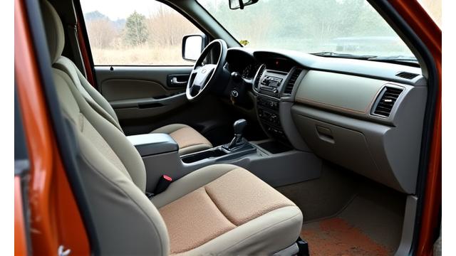 Ford Ranger Ute interior with heavy dust and mud before detailing