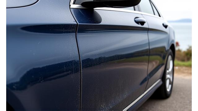 Mercedes-Benz C-Class covered in road grime before detailing
