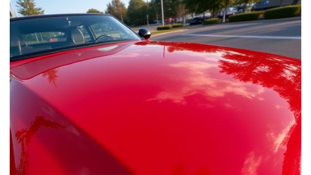 Car hood with deep, vibrant gloss after paint correction